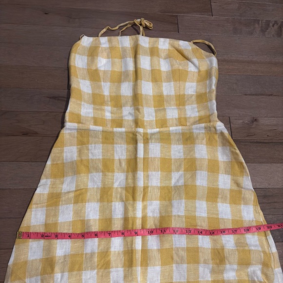 Reformation Nia Linen Midi Dress Open Back Yellow Dandelion Check Gingham - Picture 13 of 13